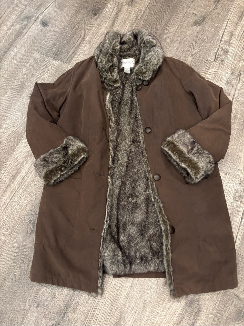 Brown Faux-Fur Trim Coat - Chadwicks